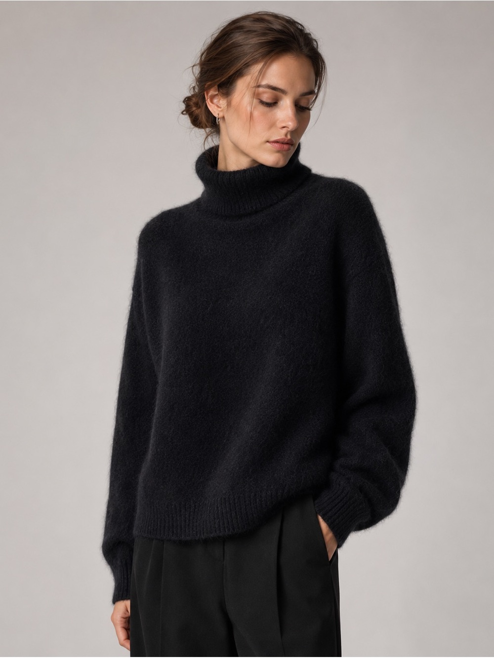Charter Club 100% cashmere Black Turtleneck Knit Sweater